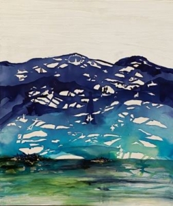 Landskabsmaleri nordiske malerier i blå farver