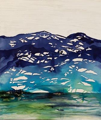 Landskabsmaleri nordiske malerier i blå farver